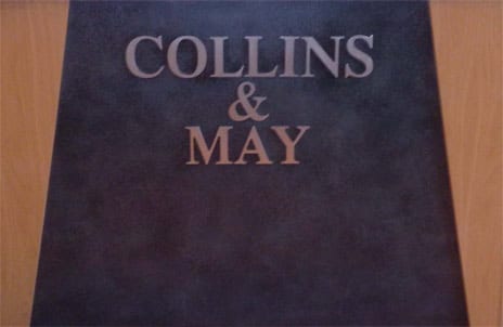 Collins and May desktop plaque