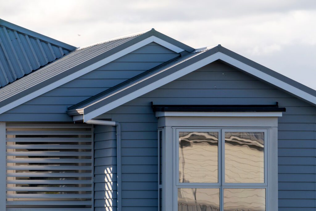 Close up of exterior of weatherboard home