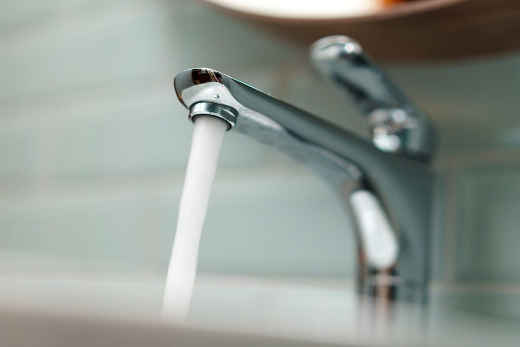 Water running from tap
