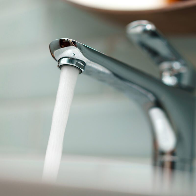 Water running from tap