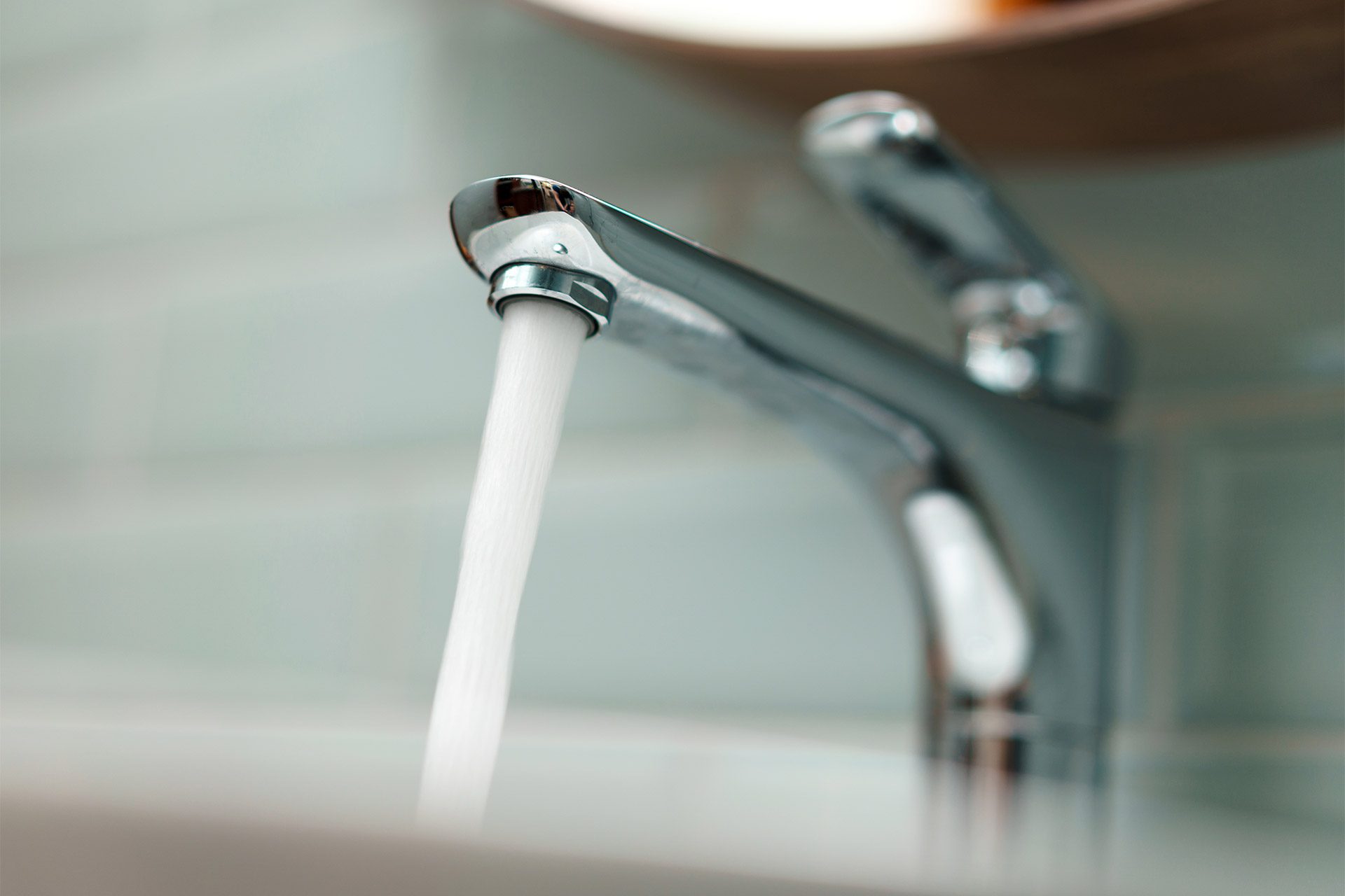 Water running from tap